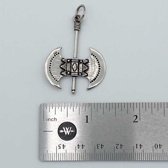 Vintage Sterling Silver 925 Double Headed Axe Pendant - Picture 6 of 7